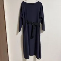 KBF + ケービーエフプラス　ネイビー　ベルトワンピース　ゆったり