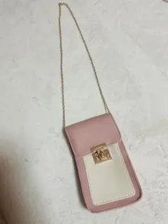 スマホショルダーバッグ ピンク 合成皮革