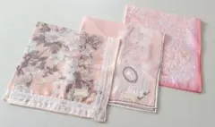【タグ付き】NINA RICCI 花柄 シルクハンカチ 3枚セット ピンク
