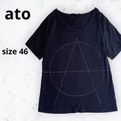 ＊アトウ＊幾何学 デザイントップス Tシャツ 黒 46 ユニセックス 日本製