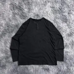 タグ無し ヴィンテージ　ヘンリーネックロンt ダークグレー　サーマルロンt