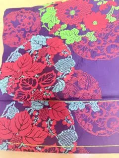 名古屋帯 紫地 菊・葉模様のサムネイル
