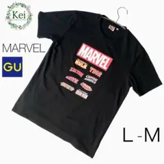 ✳️ MARVEL ロゴ Tシャツ GU コラボ L 黒 半袖 ヒーロー マーベルのサムネイル