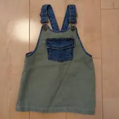 オリーブグリーンデニムサロペット