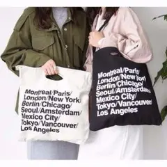 かわいい英字トートバッグ　 ブラック　アメリカンアパレルで大人気！