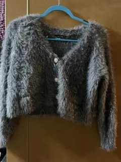 non-hedge グレー 長袖シャギーニット