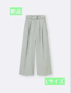 ★定価2990円★ GU ベルテッドワイドパンツ Lサイズ グリーン