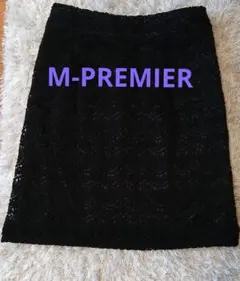 [M-premier　 エムプルミエ]ブラック レース タイトスカート 38のサムネイル