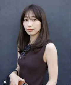 ボートネックノースリーブリブニット　ブラウン