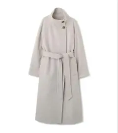 ★タグカット新品未使用★ スタンドカラーロングコート 杢ベージュ