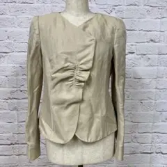 ARMANI COLLEZIONI ノーカラージャケット　ベージュ　44