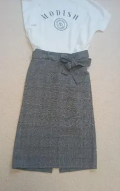 GUスカートチェック柄リボン付き(Ｌ）