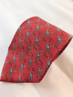 Salvatore Ferragamo 赤 スキーキャラクター ネクタイ