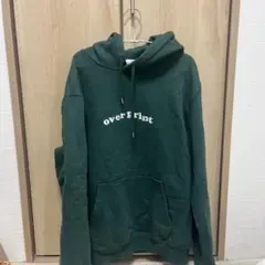over print フード付きパーカー ダークグリーン