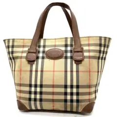 【美品】バーバリー ハンドバッグ ノバチェック 月桂樹 シャドーホース 茶