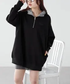 NICE CLAUP ナイスクラップ　 ハーフZIPパーカーミニワンピース