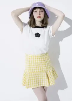 MARY QUANT イエロー　M ギンガムチェック フレアスカート ミニ丈のサムネイル