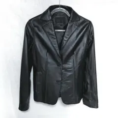 美品【本革】ラムレザー　羊革　テーラードジャケット　黒　　11AR L相当