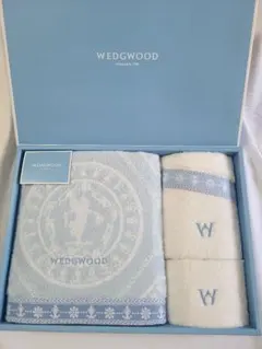 値下げ♪WEDGWOOD バスタオル フェイスタオル ウォッシュタオル　水色/白