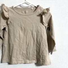 ベージュ M 長袖カットソー フリル付き 80cm
