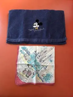 東京ディズニーランド ミッキー ミニー タオル ハンカチ２点セット昭和レトロ