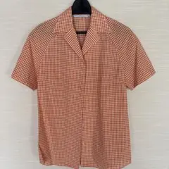 UNITED ARROWS 半袖オレンジチェックシャツ