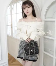 LIP SERVICE リボンオフショルロングスリーブトップス アイボリー