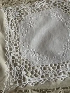 フランス　手編み　ドイリー　ボビン　レース　刺繍　ハンドメイド　ローズ　スクエア フランス 手編み ドイリー ボビン レース 刺繍 ハンドメイド ローズ
