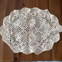 ハンドメイド かぎ針編み ドイリー ホワイトのサムネイル