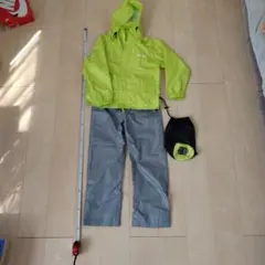 LOGOS レインスーツ 150cm 蛍光グリーン/グレー