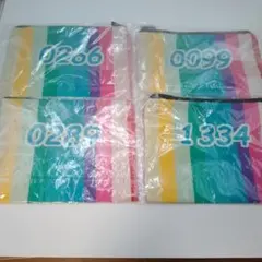 ストライプデザイン コスメポーチ 4点セット♮トラベルポーチ数字ロゴおしゃれ