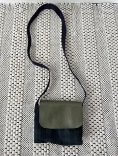 【ハンドメイド】ミニポシェット　チェック　ネイビー