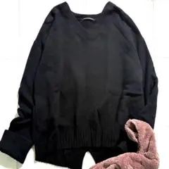 人気♪ カシミヤ混 バンヤードストーム VネックAQUAニット LL相当 黒
