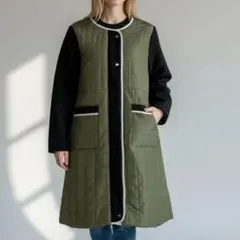 【CHICFLEUR】オリーブグリーン ブラック キルティングジャケット　M L