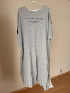 美品 カットソーワンピース グレー 半袖 韓国製 履き心地いい ロングスカート
