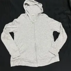 【GU】グレー フルジップ フード付きパーカー