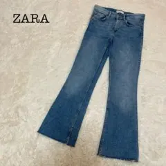 ZARA ザラ フレア デニム ジーンズ ストレート ユーズド加工 ストレッチ