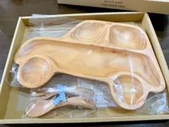 名前入り【しん】子ども用木製食器セット 車型