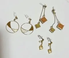 ピアス まとめ売り　3点セット　ゴールド系カラー