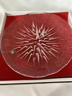 レトロ　HOYA CRYSTAL 星形模様 大皿　未使用