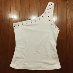 d.i.a.風 アシメタンクトップ レトロスタッズ×ホワイト