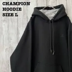 アメリカ古着チャンピオン　刺繍ロゴオーバーサイズスエットパーカー サイズL 黒