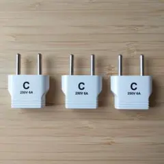 C タイプ プラグ 3個 セット 250V 6A ホワイト