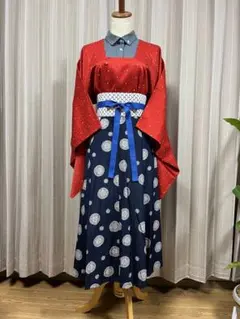 和洋折衷コーデ 道行 着物リメイク 古布 サッシュベルト 4点セット