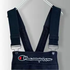 Champion スウェット オーバーオール サロペット ブラック M ロゴのサムネイル