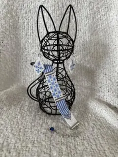 ハンドメイド　ビーズ織のブレスレットとピアスのセット　デリカビーズ　青系　2-2