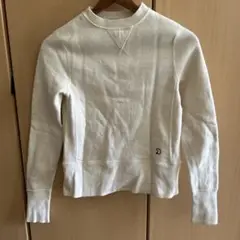 D刺繍 クルーネック トレーナー ホワイト