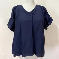 自由区のサラッと涼しいブラウス 濃紺 13号 15号 大きいサイズのサムネイル