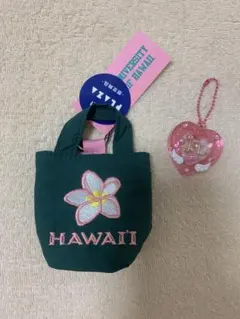 【PLAZA限定】プラザ　ハワイ大学 カラビナ付きミニポーチ グリーンのサムネイル