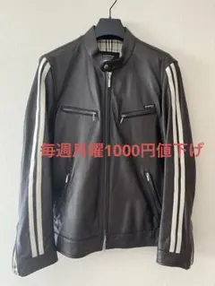 BURBERRY BLACK LABELラムレザーシングルライダース Lブラウンのサムネイル